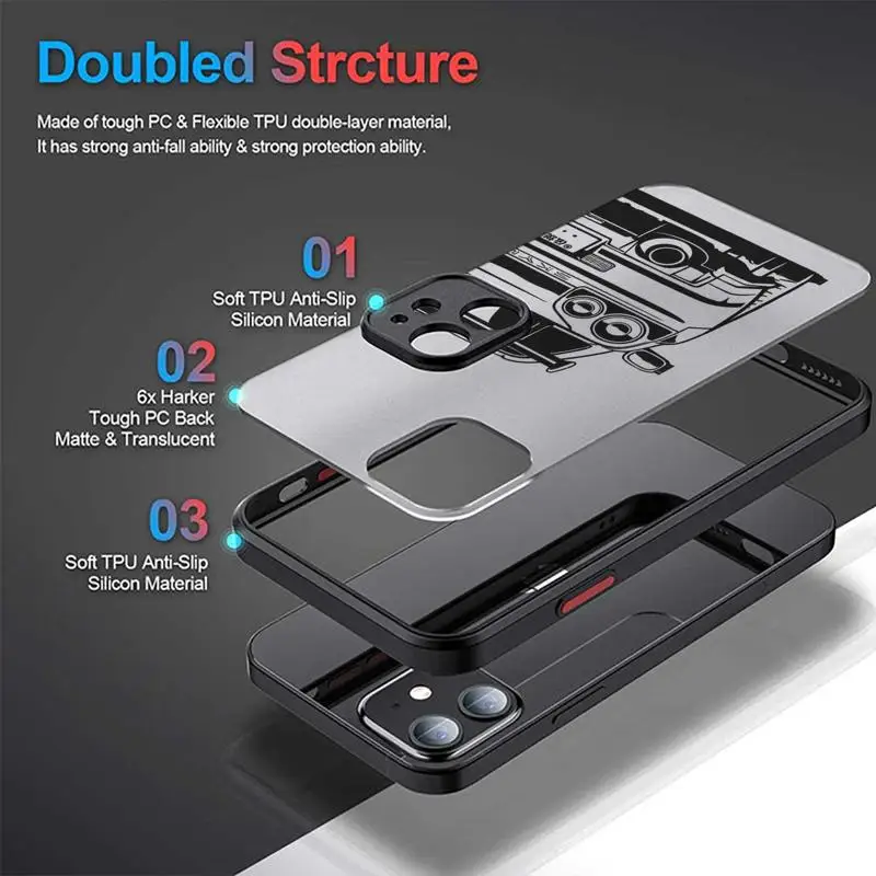 Clear Matte Phone Case for Apple iPhone 15 14 13 12 11 pro Max 13 12 Mini XS XR X 7 8 6 6S plus Luxury Sport Car Gtr Cover