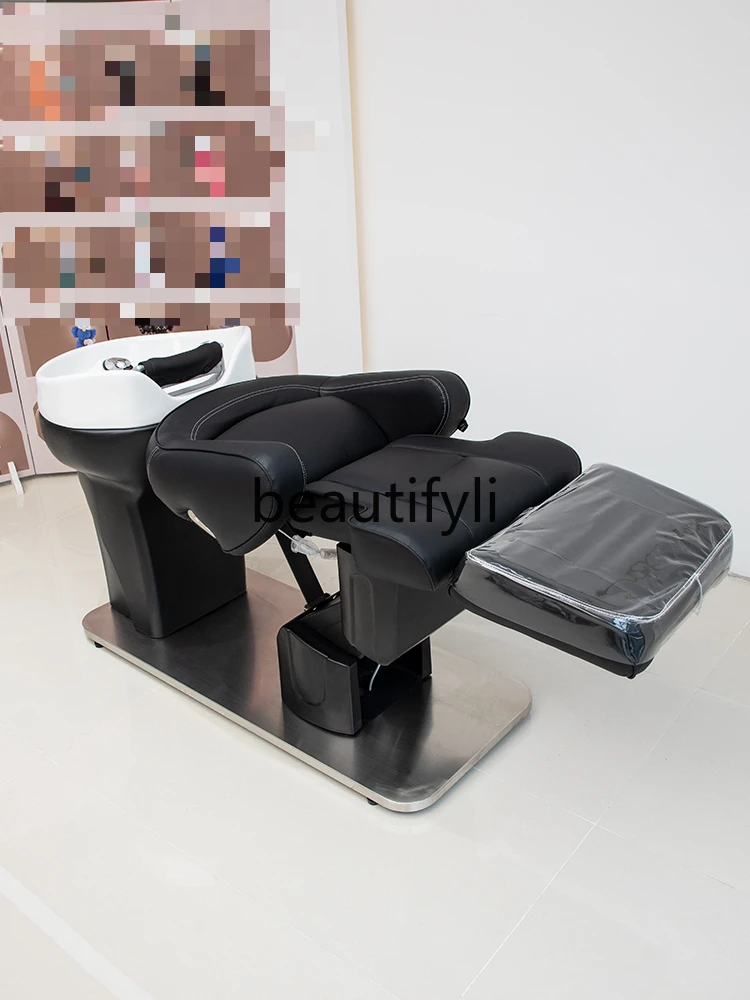 High-end Japanese electric lift shampoo bed hair salon special physiotherapy rotating seat semi-full lying flush bed tide