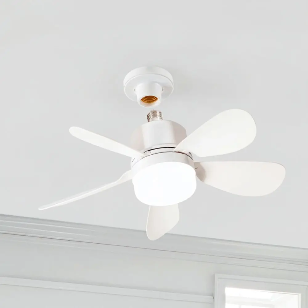 E27 Base Modern Ceiling Fan Lamp Quiet Air Cooling Fan For Kitchen Bedroom Silent Ventilation Light Accessory