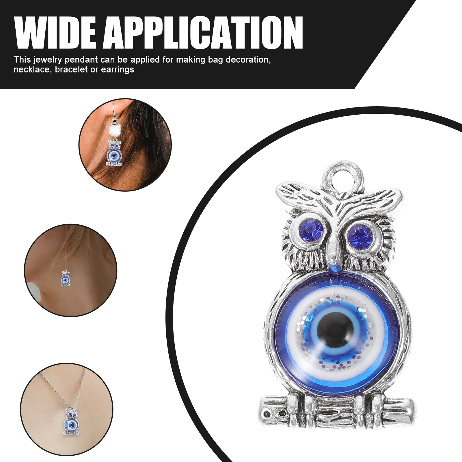 

5pcs Evil Eye Owl Pendant DIY Jewelry Accessories Charms Decorative Beads Alloy Necklace Bracelet Earring Making Supplies