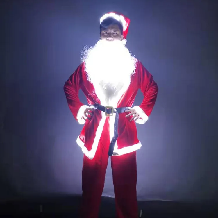 LED luminous Santa Claus costume, Christmas hat costume men's and women's clothing bar atmosphere performance costumes