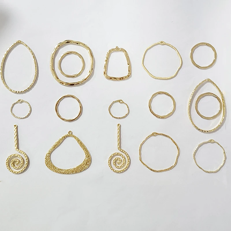 

10PCS Gold Color Hollow Open Hammered Round Charms Pendants Fashion Accessories for DIY Earrings Jewelry Making Findings