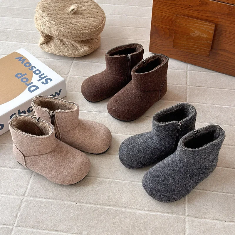 

2025 детские повседневные ботинки для девочек, осенне-зимняя новая модная обувь в корейском стиле на мягкой подошве, нескользящая универсальная обувь принцессы в стиле ретро