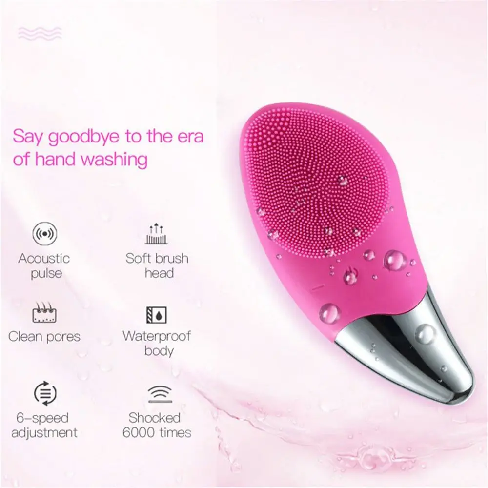 Mini brosse électrique de nettoyage du visage en silicone, nettoyeur de visage à ultrasons, livres de pores profonds, masseur de peau, appareil de