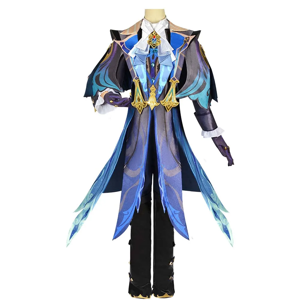 Game Genshin Impact Neuvillette Cosplay Costume Full Set Uniform Handsome Clothing Shawl Headwear Neck Masquerade Outfit Women