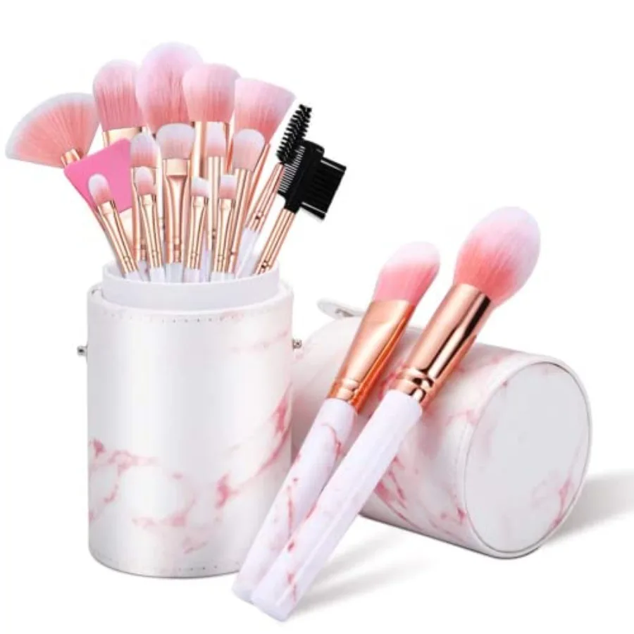 Set di pennelli per trucco 16 pezzi Pennelli per trucco in marmo Fondotinta Ombretto Correttore Sopracciglio Blush Maschera per il viso Set di pennelli con confezione regalo