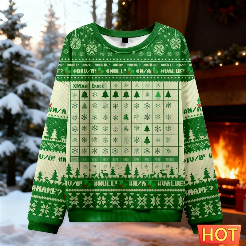 Ugly Christmas Sweater Excel Pattern Funny New Christmas Xmas Gift Data Analyst Xmas Sweaters 2027 Sweatshirts For Men Women