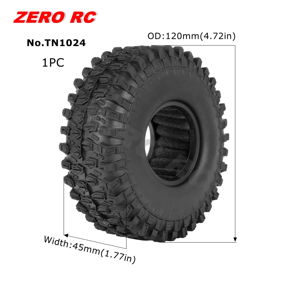 ANKROYU Jeu De 4 Pneus RC 1,9 Pouces - Caoutchouc, 120x45 Mm, Hexagone 12 Mm - Pour SCX10 TRX4 D90 - Adhérence Tout-terrain