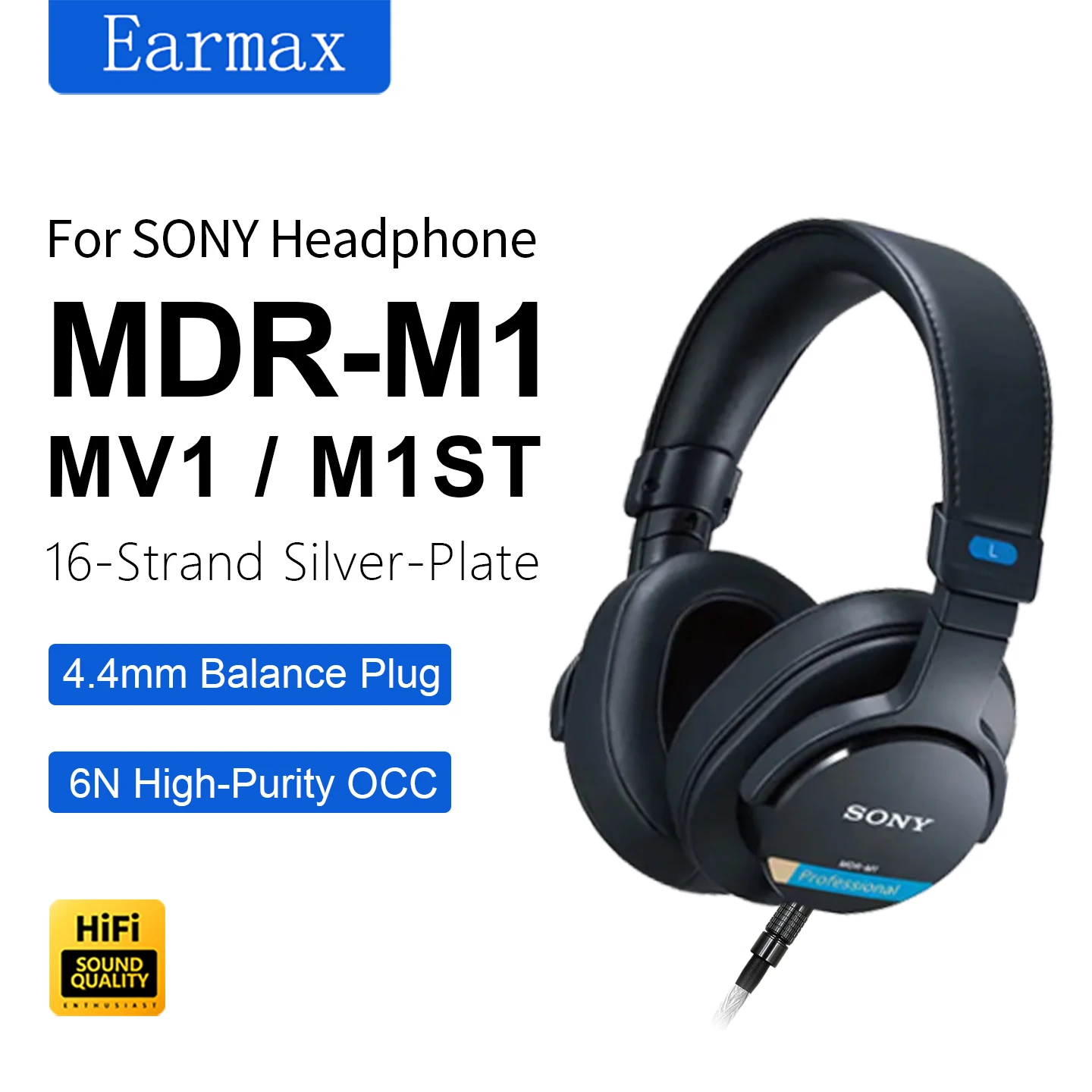 

Кабель HIFI для наушников SONY MDR-M1 MV1 M1ST, 4,4 мм, симметричный 4-контактный XLR, 16-жильный, из монокристаллической меди с серебряным покрытием
