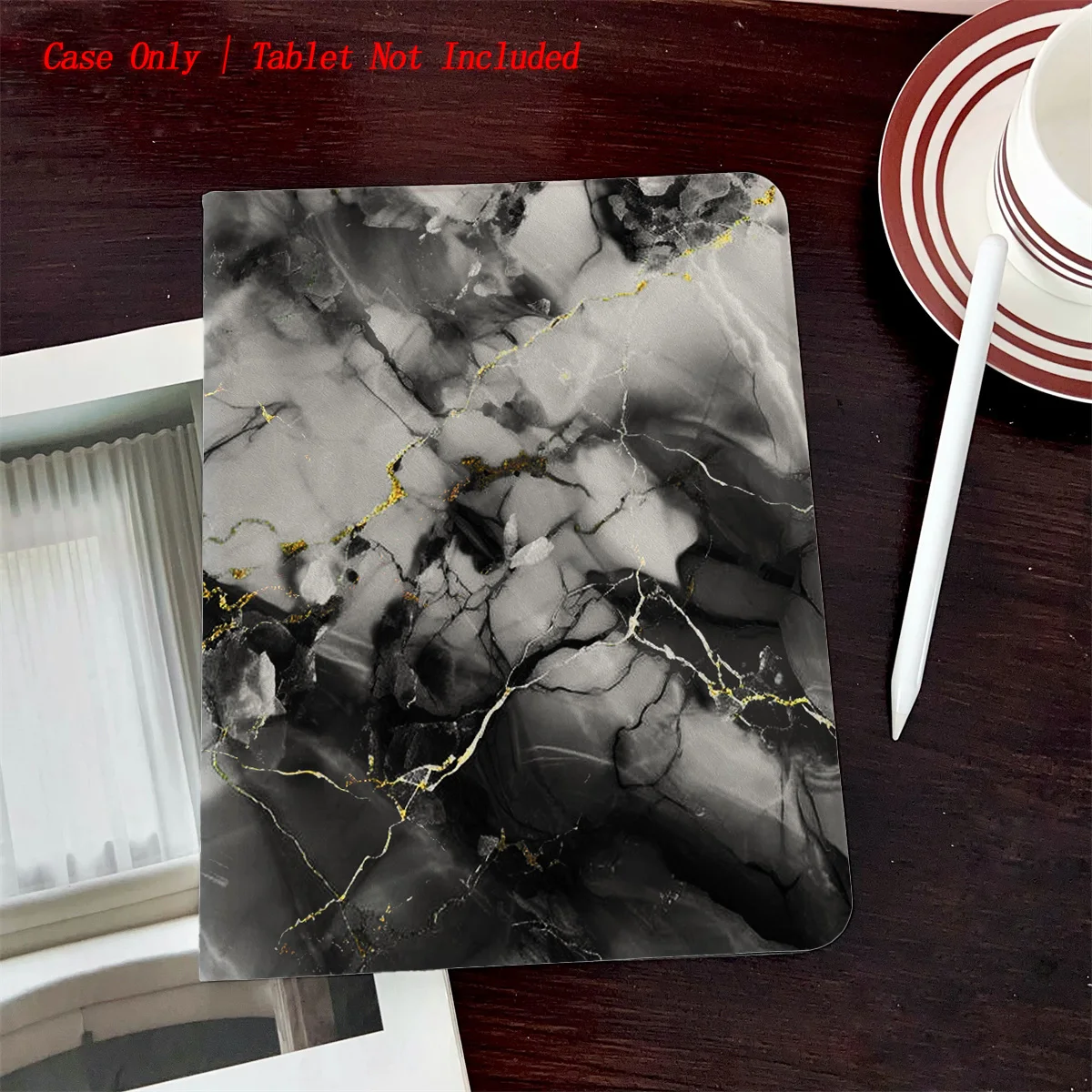 

Book Style iPad Case with Pen Slot & Black Premium Print, Auto Sleep/Wake, Simple Fresh Style for Pro/Air/Mini Series