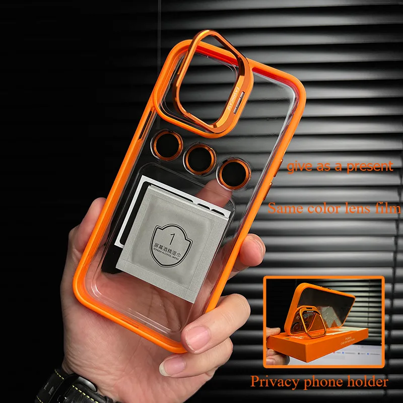 

Metal Lens Stand Magnetic For Magsafe Case For iPhone 16 15 14 13 12 Mini 11 Pro Max Plus Matte Shockproof Wireless Charge Cover