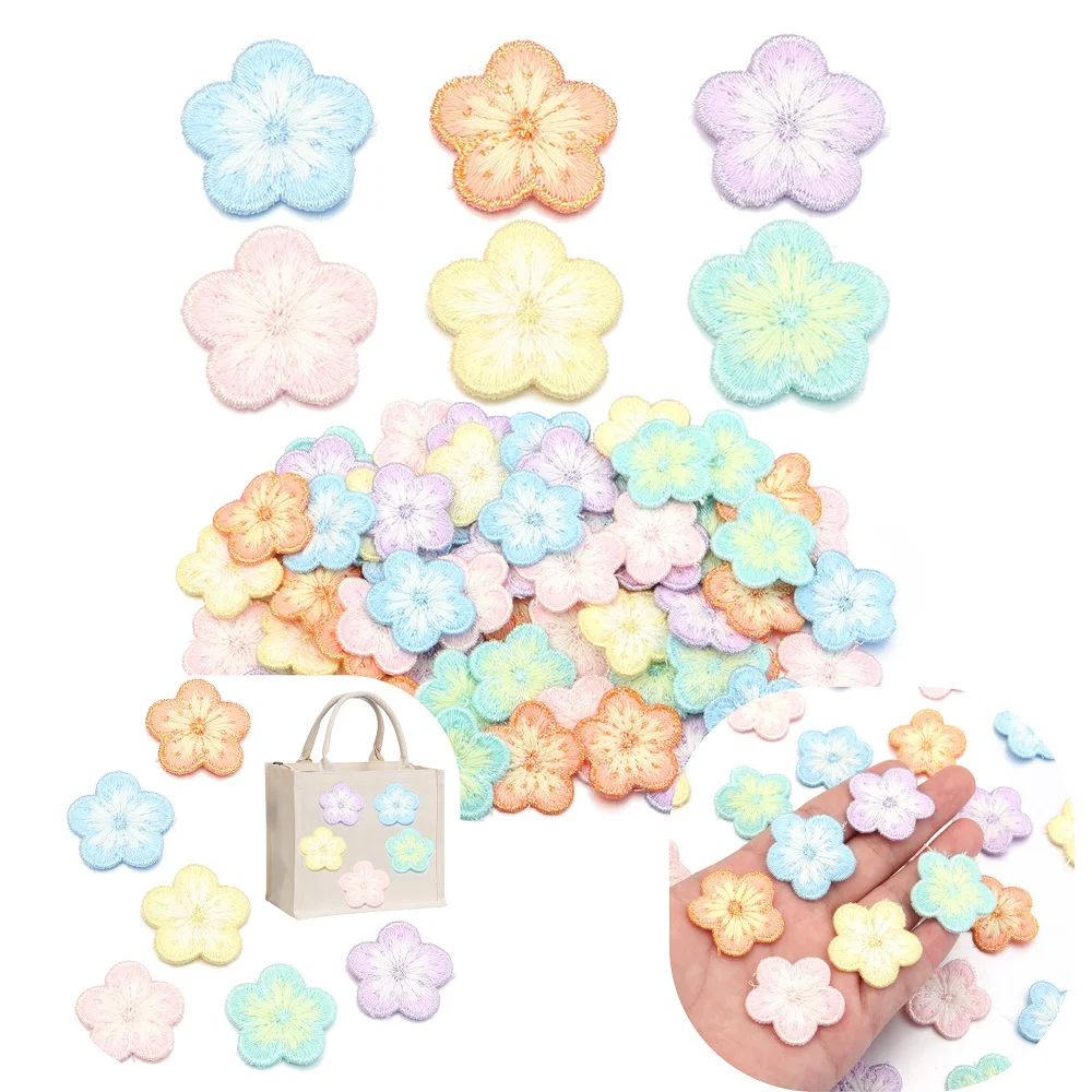 

10Pcs Plum Blossom Embroidery Patches Color Lace Flower Appliques for DIY Craft Jacket Hat Clothes Decoration Sewing Supplies