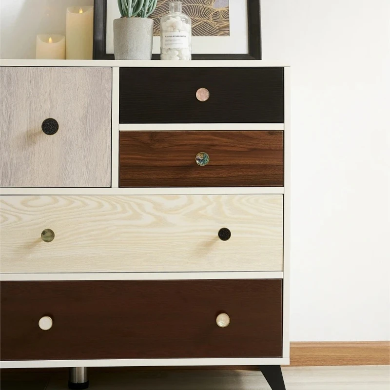 Brass Furniture Handles Shell Simple Nordic Pastoral Wardrobe Dresser Knobs Cupboard Cabinet Drawer Round Colorful Pulls
