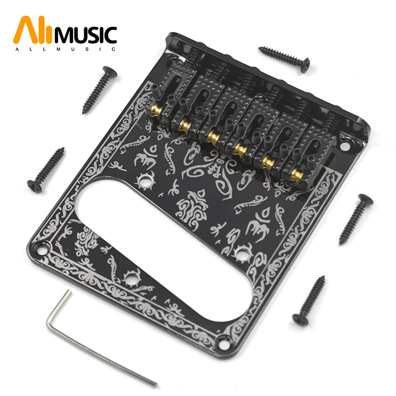 Black 6 String Guitar Pickup Bridge With 6 Vintage String Guides for FD Telecaster Tele TL Electric Guitar Parts