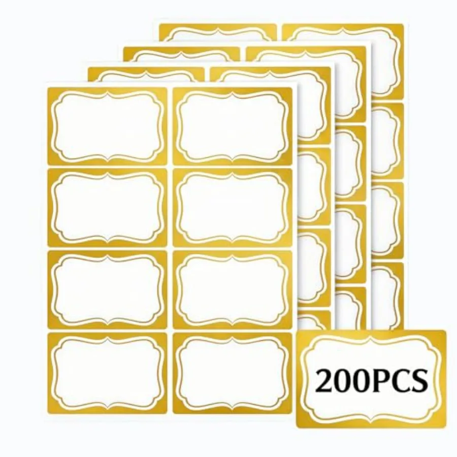 

Gold Name Tag Stickers 200 PCS, 2" x 3" Blank Adhesive Labels with Elegant Gold Border, Writable Sticker Labels for Classroom,