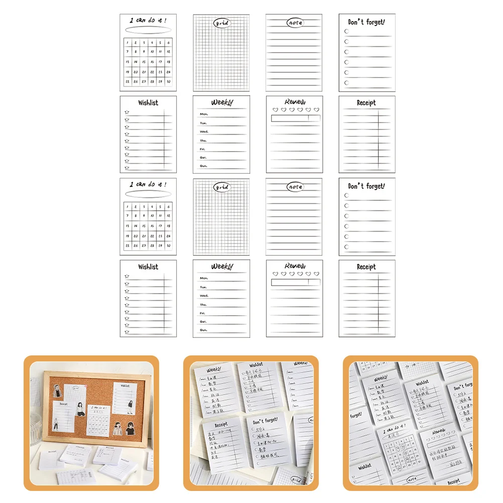 16 قطعة من وسادات المذكرات غير لاصقة ورق ملاحظات صغير محمول لكتابة جدول التخطيط وتسجيل الرسائل للاستخدام اليومي والمكتب والمدرسة