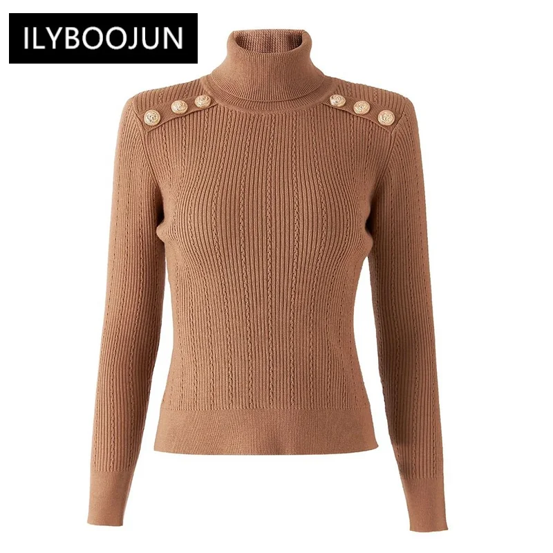 

Women Winter Wool Blend Black Turtleneck Pullover SweaterTop Quality Casual Knit Fabric For Women 2023 Luxury Brand High Quality