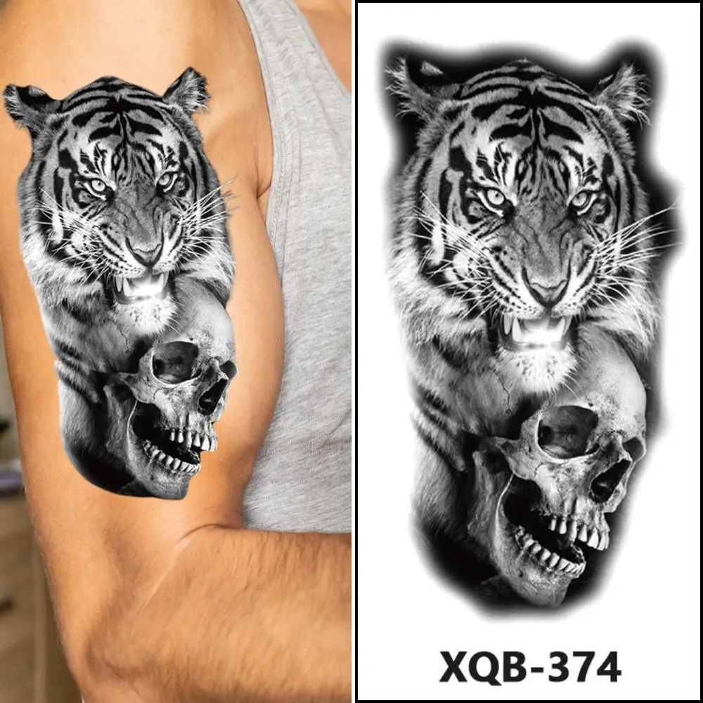Waterproof Temporary Tattoo Sticker Realistic Flower Crown Skeleton Fake Body Art for Men Women Long-lasting Arm Neck Decoration
