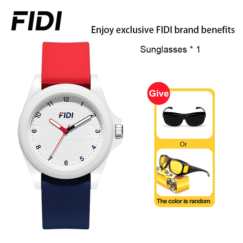 FIDI Unisex Quartz Watch - Multicolor Options, Silicone Band, Luminous Dial, Waterproof, Ideal for Students Gifts FDW1001