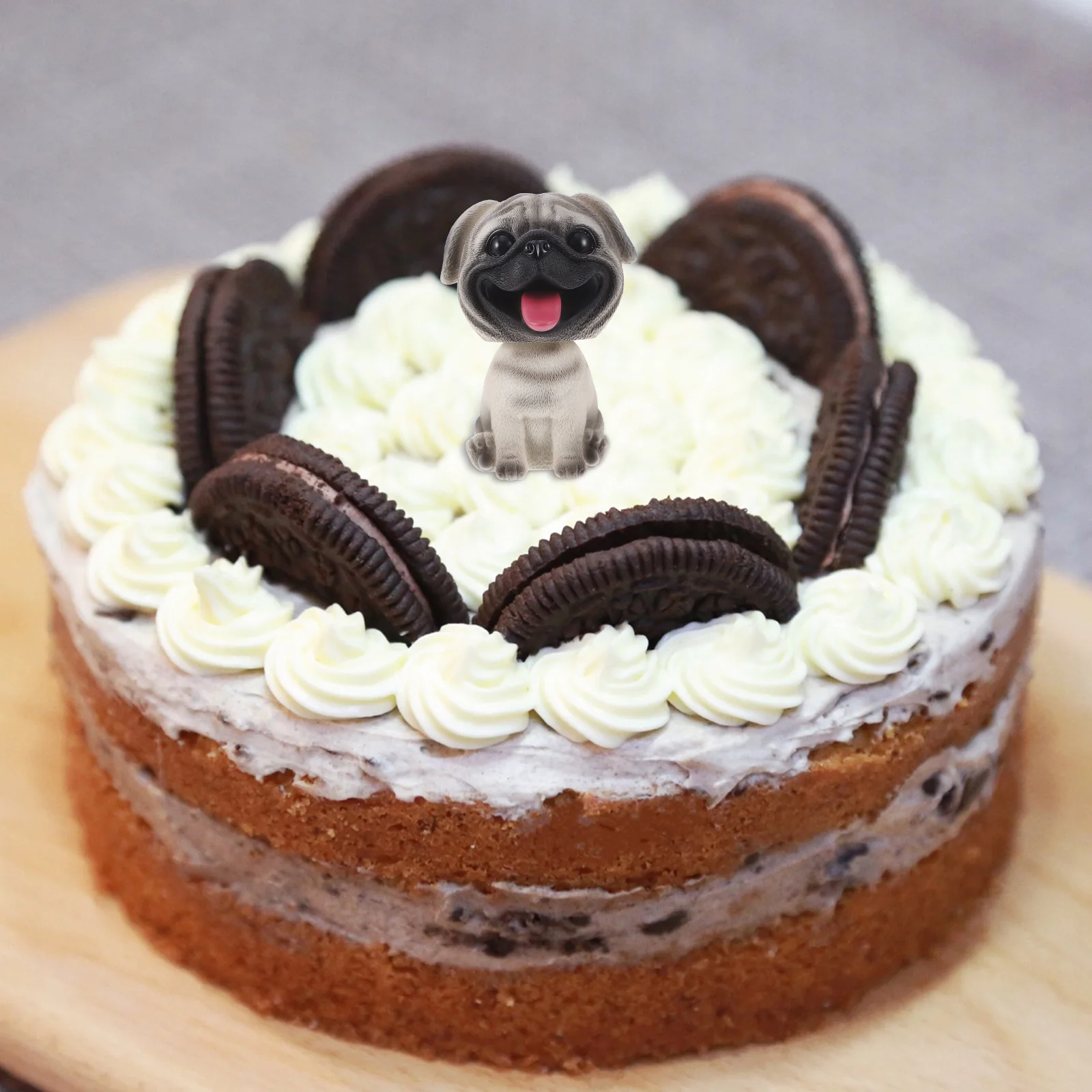 

Resin Puppy Statue Fun Motion Head Dog Accessory for Car Decor Cake Accent Desk Display Unique Gift Choice Car Dog Ornament