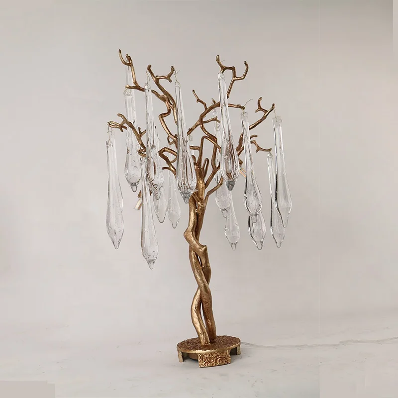 Luxury gold crystal table lamp bed size hotel lighting crystal lamp candlestick table lamp color ribbon K9 crystal lighting
