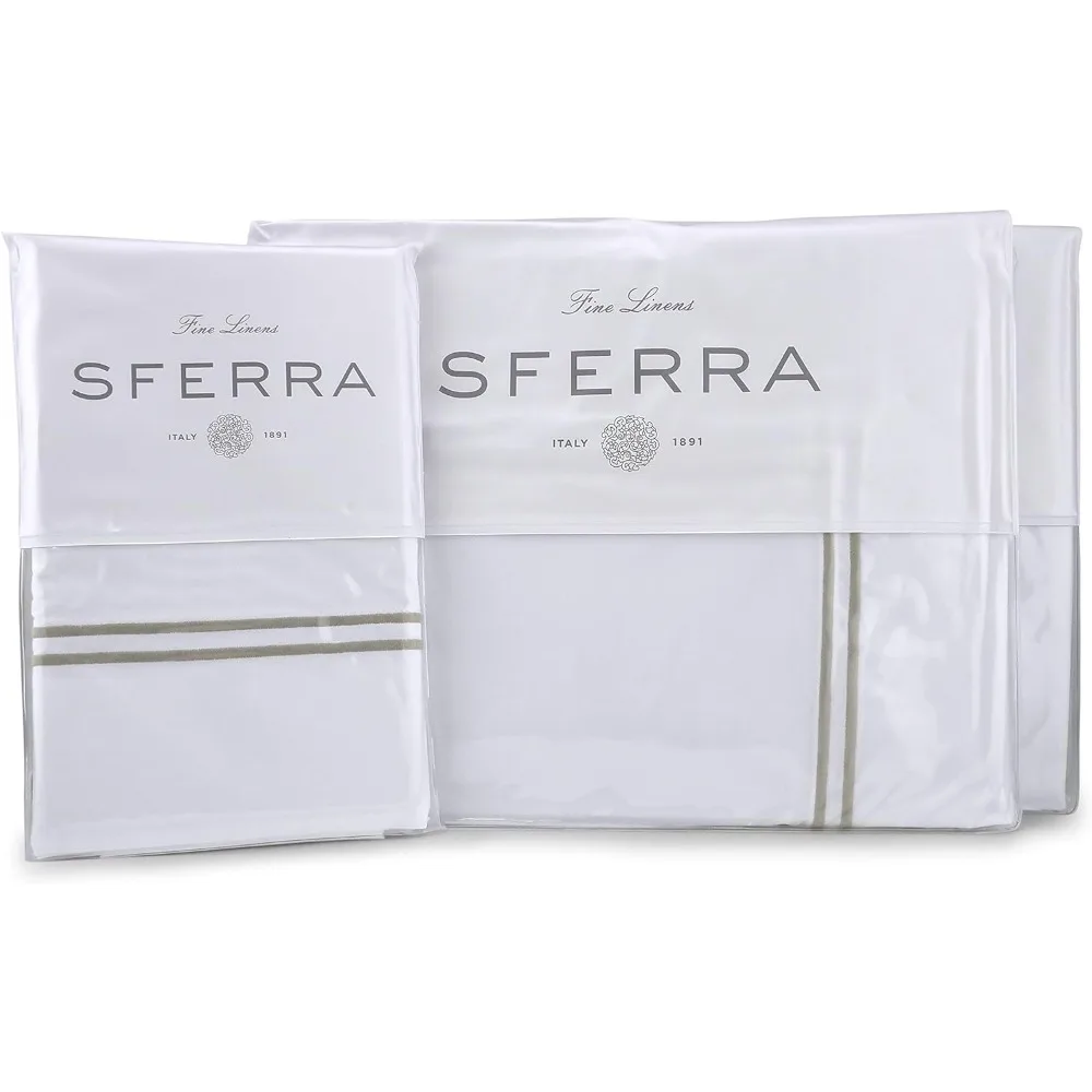 Grande Hotel Sheet Set - Queen - White/Grey