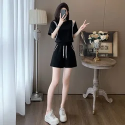 Casual Female Shorts Two-piece Top and Bottom Women's Short Sets 2 Pieces New Coordinated Matching Chic Elegant With Jacket Full