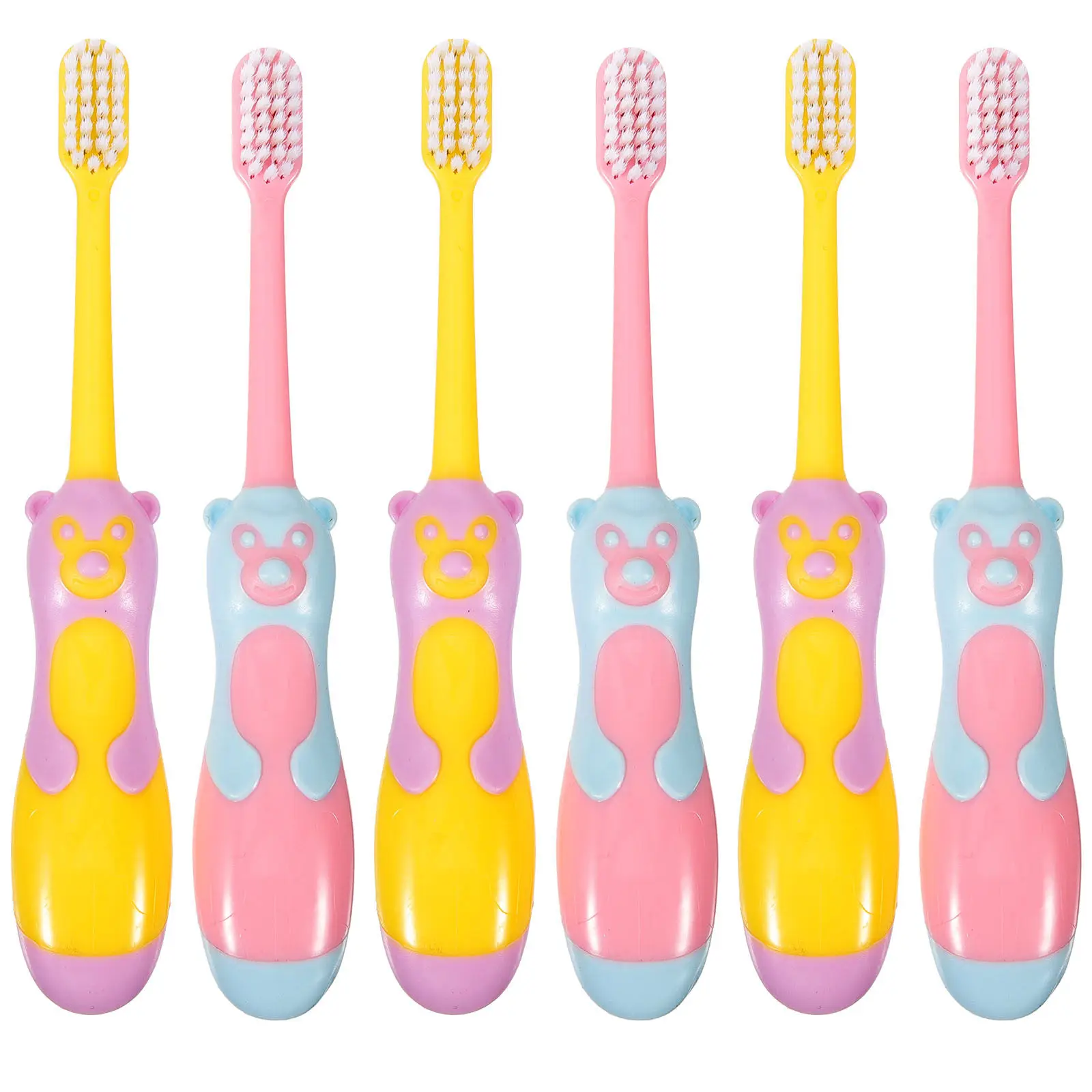 

Набор из 6 детских зубных щеток с мультяшным дизайном в виде поросенка, тонкая головка, ультратонкие щетинки, подставка на присоске, инструмент для ухода за полостью рта, для чистки детских зубов