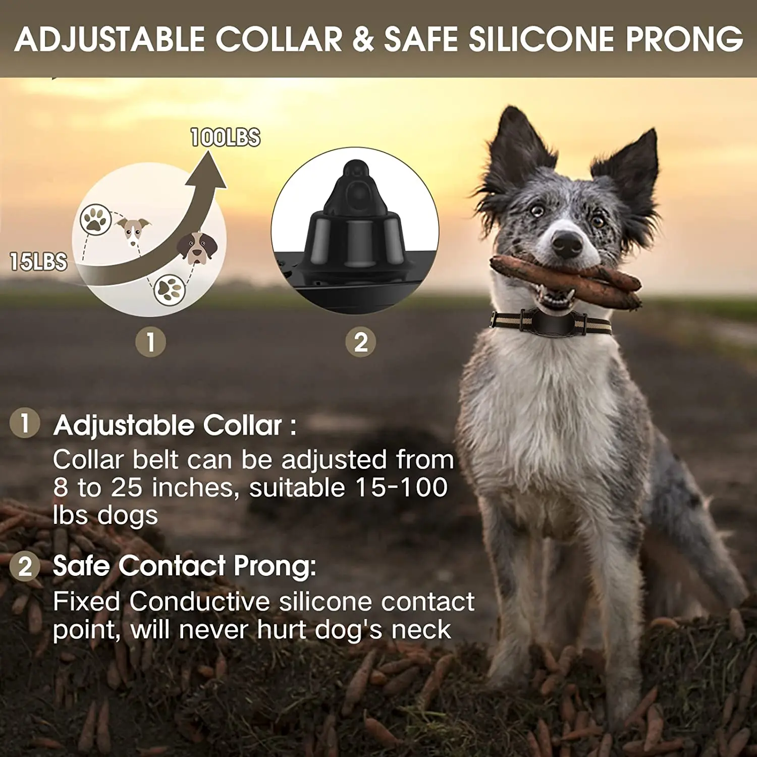 Pet Dog Training Collar Electric Remote Control Anti Bark Collar Dog Vibration Sound Rechargeable Waterproof Suitable All Dogs