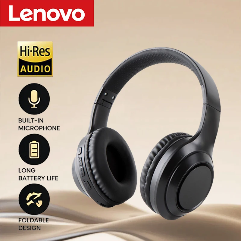 

Lenovo Over-ear Headphones Foldable Computer Wireless Earphones 360° Stereo Sound Noise Cancelling Bluetooth 5.3 Gaming Headset