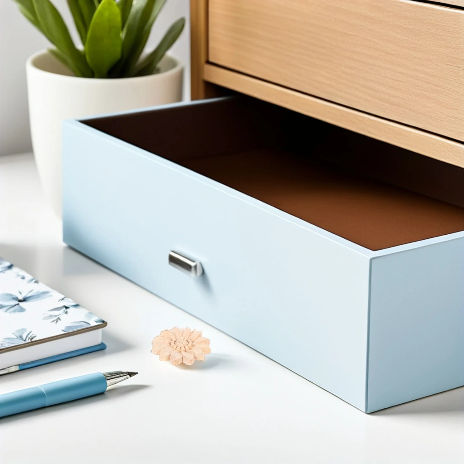 

10Pcs Solid Wood Cabinet Door Applique Unpainted Carved Flower Onlays Vintage Style Furniture Decorative Corner Molding Trim