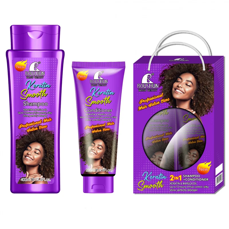 

ROUSHUN Keratin Shampoo + Keratin Conditioner Set Clean Scalp Hair Care Volumizing Smooth Fragrance Long-lasting