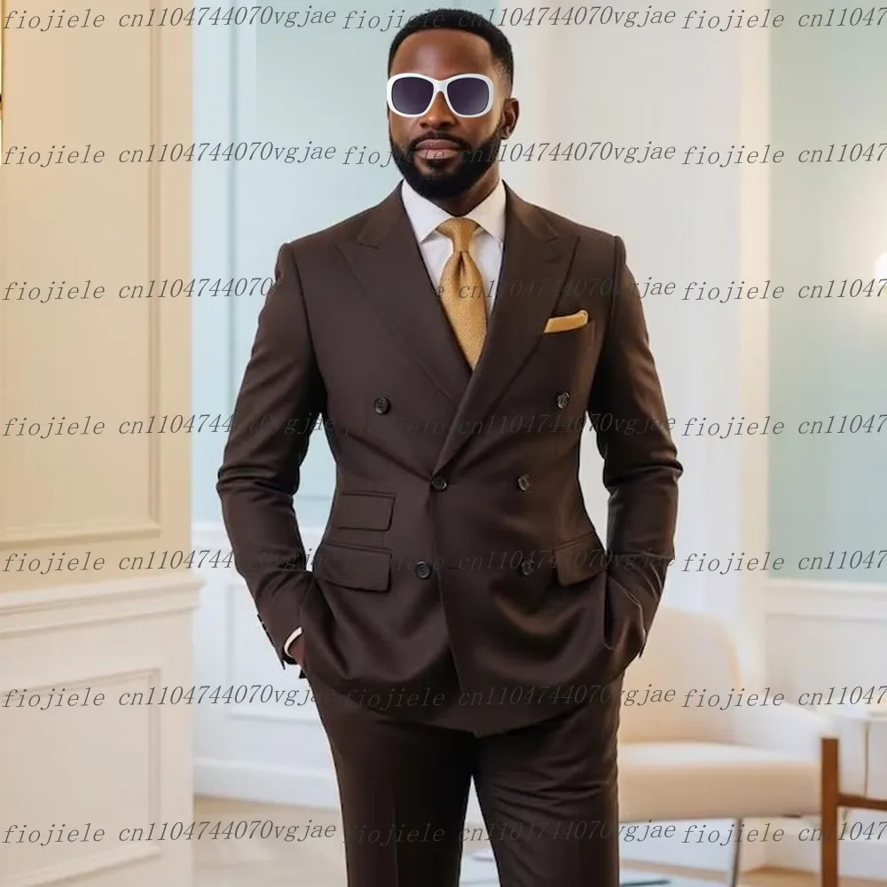 

Новый формальный темно-коричневый мужской костюм для свадебной вечеринки, жениха, жениха, бизнеса, выпускного вечера, мужские смокинги на заказ, комплект из 2 предметов, куртка, брюки