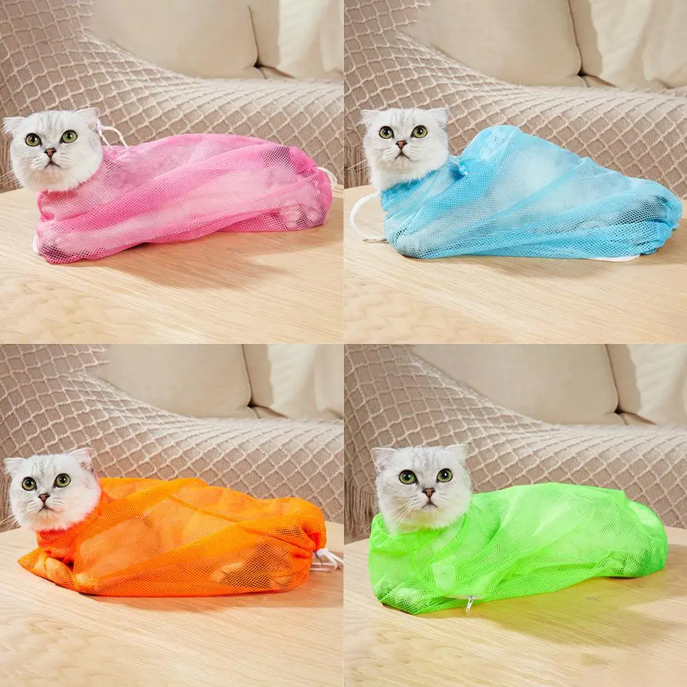 Adjustable Cat Toiletry Bag For Cats Special Bathing  Nail Injection, Bathing Restraint Bag, Anti-bite And Anti-scr A1T7