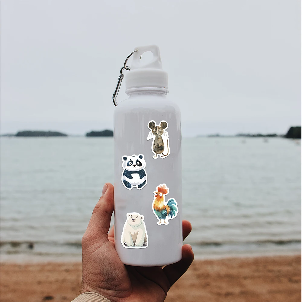 50PCS Cartoon Cute Funny Watercolor Animal Sticker DIY Laptop Phone Luggage Cup Guitar Waterproof Creative Gift Toy Sticker image 6