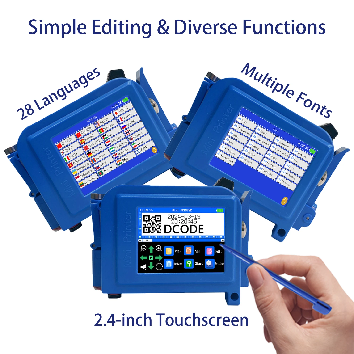 Imagem -02 - Dcode Dc11 12.7 mm 0.5 Polegadas Portátil Mini Impressora Jato de Tinta Portátil Não-criptografado qr Código de Barras Imagem Logotipo Data Máquina de Codificação