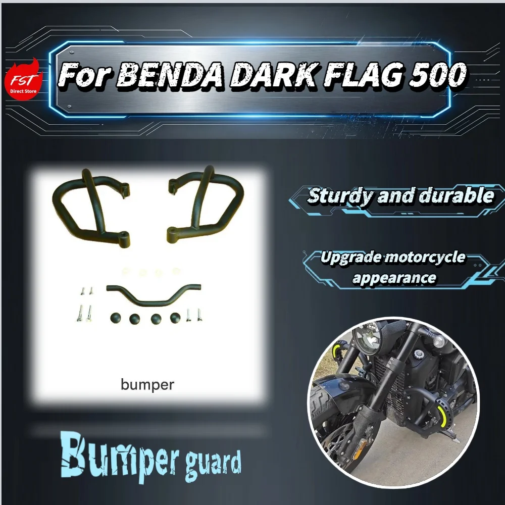 For Benda Black Flag 500 Crash Bar Thickened Carbon Steel Integrated Full Surround Bumper No-drill Install Anti-fall Protector