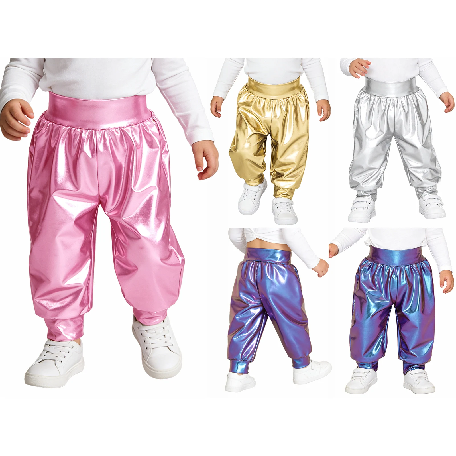 

Baby Girls Boys Clothes Fashion Metallic Pants Elastic Waistband Shiny Trousers Infant Kids Birthday Party Photography Outfit