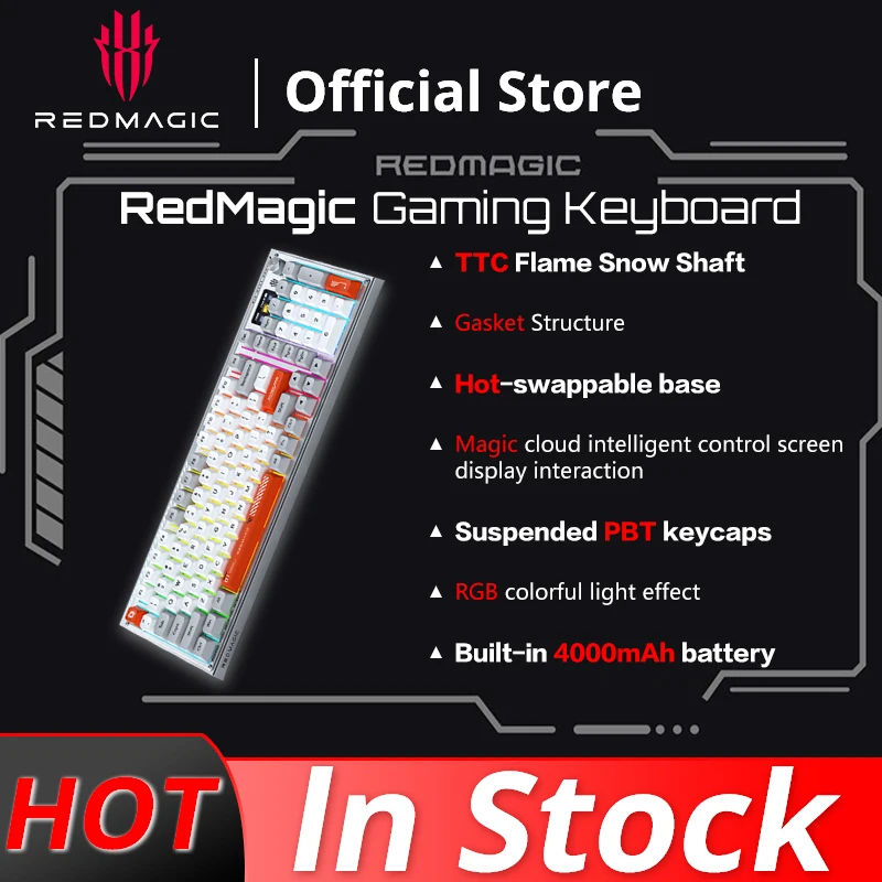 

Original Redmagic Mechanical Keyboard REDMAGIC 3-Mode Mechanice Keyboard Wire & Wireless 100Keys QS BR RGB Light PBT Keyboard