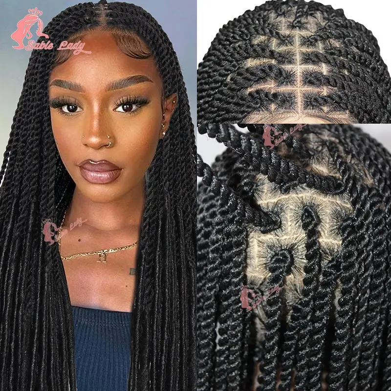 24inch Synthetic Knotless Box Braided Wigs for Black Women Full Lace Front Braids Wigs Butterfly Senegalese Twist Braided Wigs