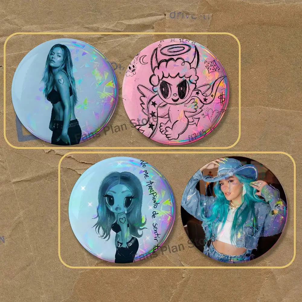 Singer K-Karol G Brooches For Backpack Accessories 25,32,44,58,75mm Round Enamel Pins 2-piece Set Cartoon Anime Fan Merchandise