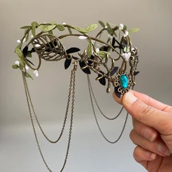 Mystical Elf Wedding Headpiece Nature Inspired Celtic Tiara Fantasy Wedding Circlet Rustic Elven Bridal Crown Magical Forest Fai