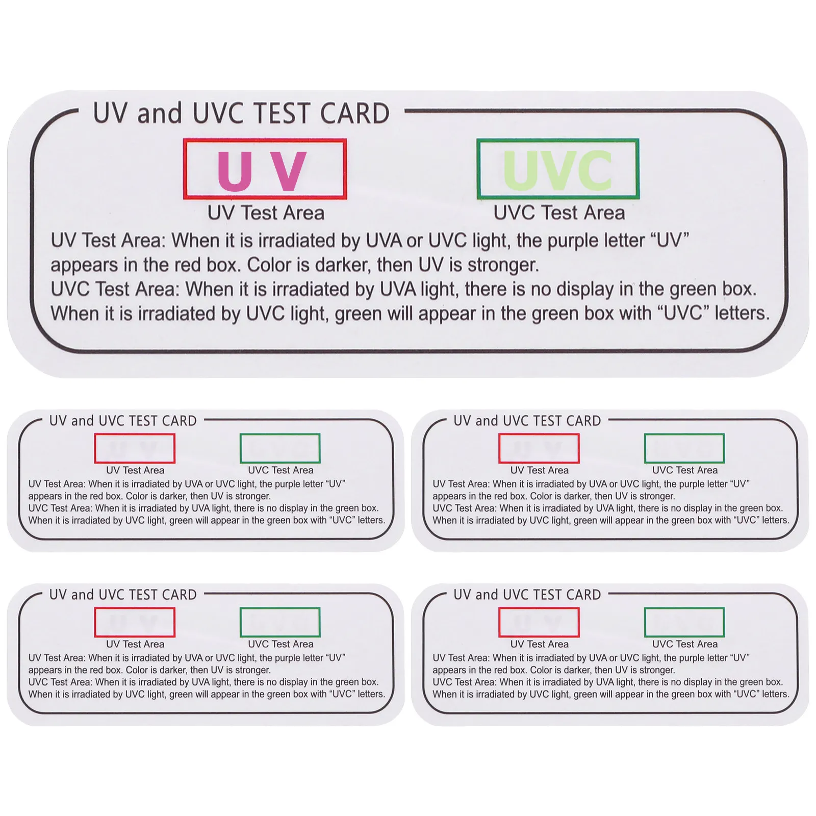 5Pcs Uv Light Test Strips Uvc Uva Identification Cards Portable Indoor Testing Papers for Disinfection Lamp Calibration and