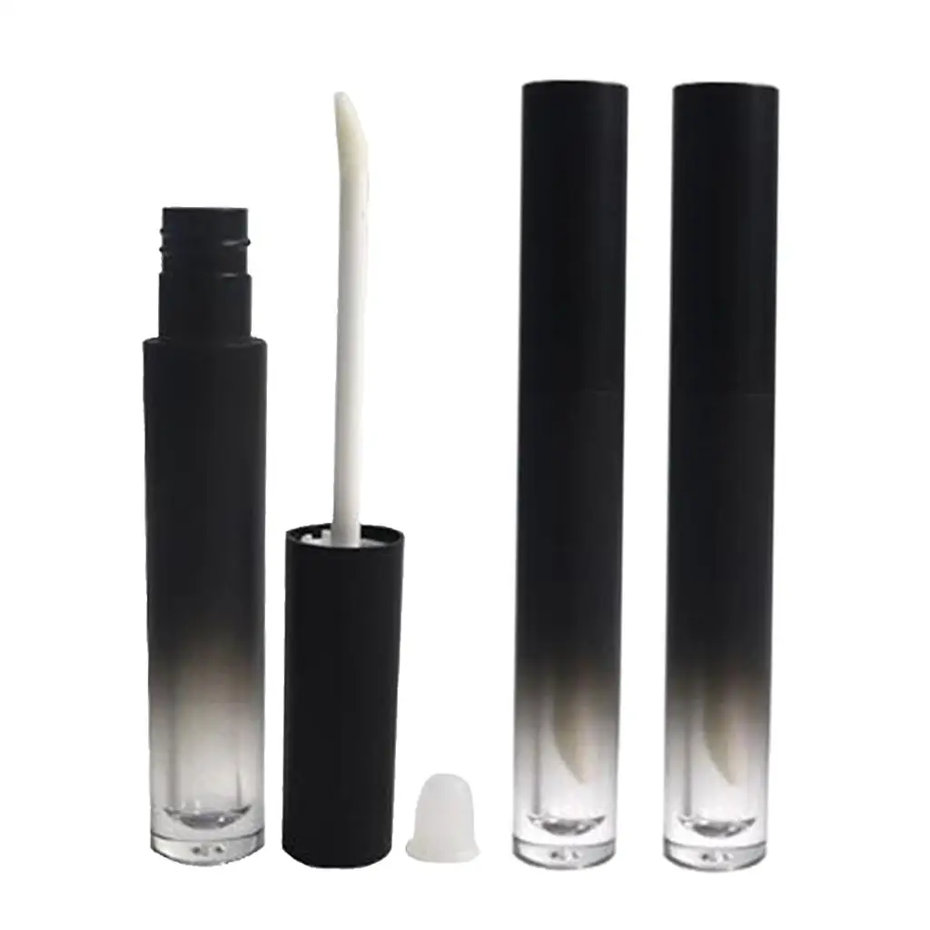 3x 4.5ml Matte Black Lip Gloss DIY Tubes with Wand Lip Stain Storage Bottles