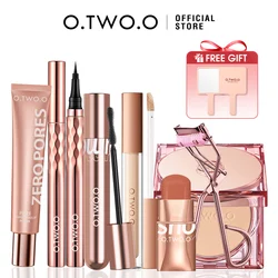 O.TWO.O 8pcs Full Makeup Kit Include Eyeliner Lipstick Blusher Face Setting Powder Mascara Eyelash Curler Sunscreen Cosmetic