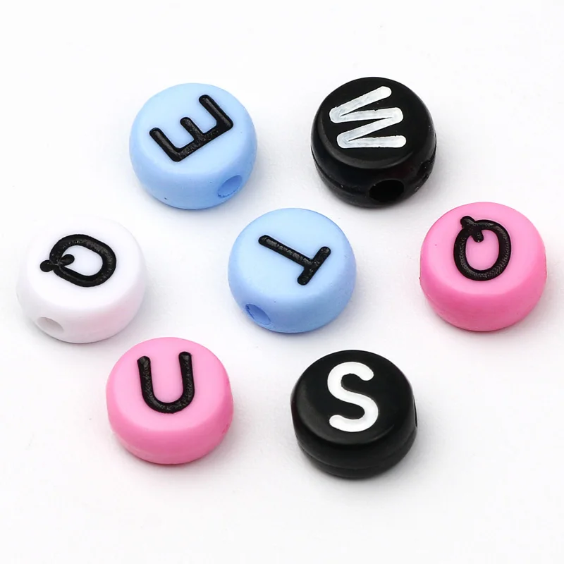 100-300pcs Mixed Letters Beads Round Flat Alphabet Spacer Beads For Jewelry Making Handmade Bracelet Necklace Diy Accessories