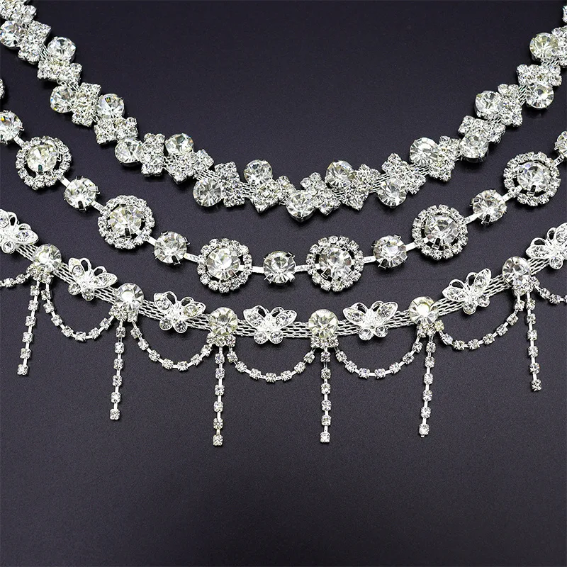 1 Yard Crystal Rhinestone Chain Trimming Garment Decoration Bling Decorative Rhinestone Chain for Clothing