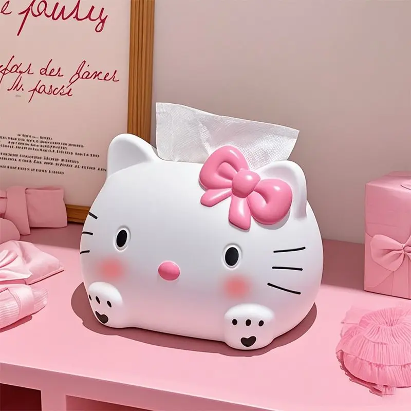 Sanrio personagem de animação de desenho animado, hello kitty, caixa de tecido fofa, carro, sala de estar, ornamentos criativos de mesa, caixa de guardanapo, atacado