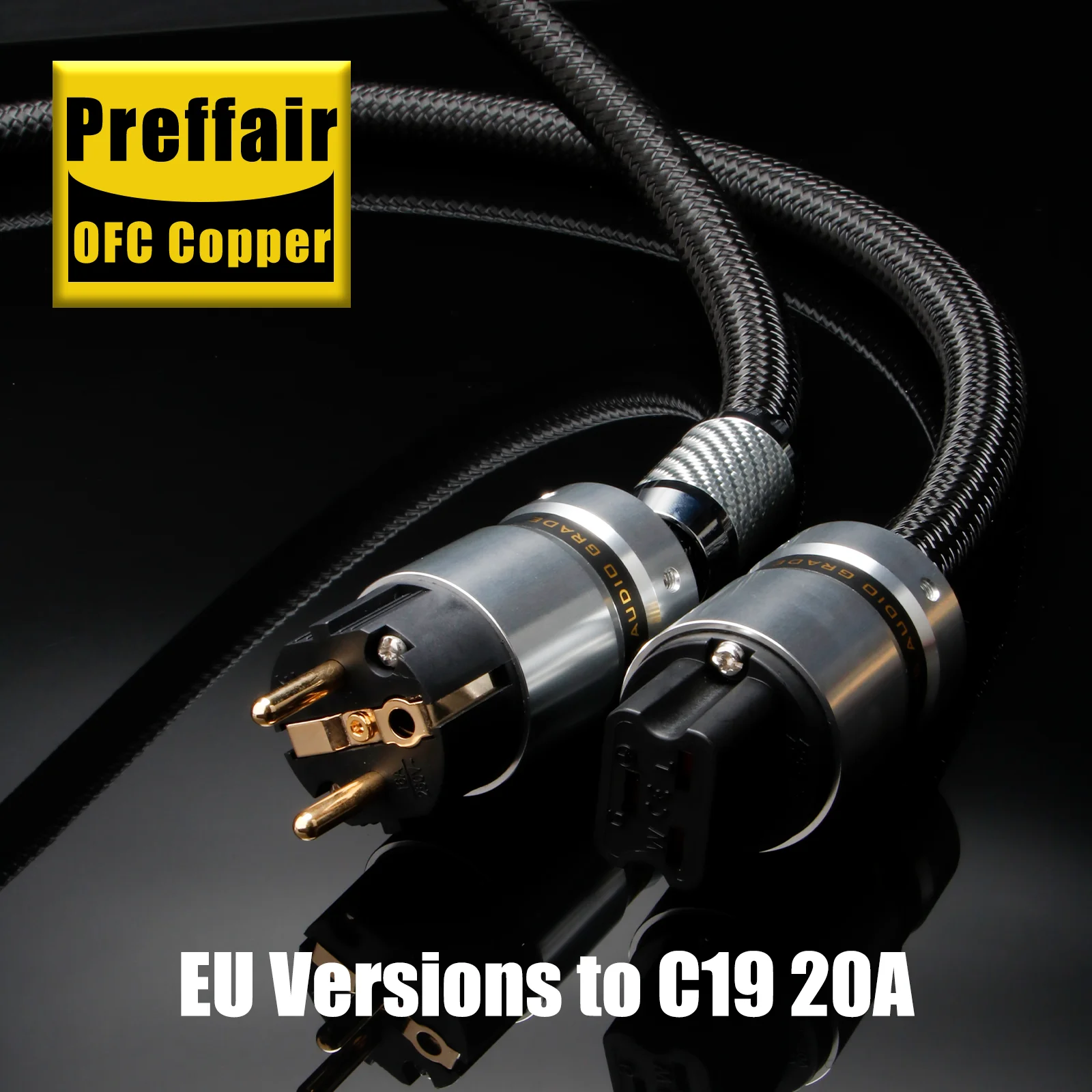 Preffair D503P080 Hi-End 12AWG C19-Stromkabel US/EU, reines Kupfer, 20 A, IEC-Buchsenstecker für DAC/Netzfilter/Verstärker/Subwoofer – Detail 6