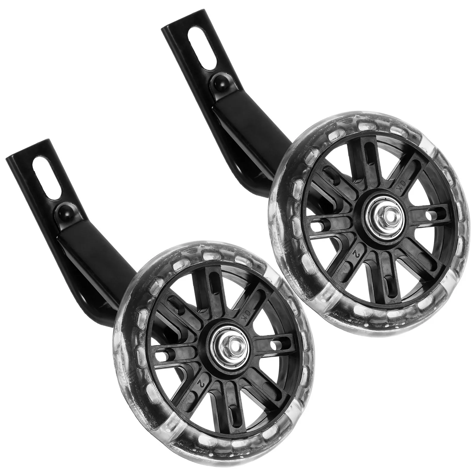 

1 Set Flashing Light Kids Bike Training Wheels Black Mute Auxiliary Wheel For Children Balance Cycling Sturdy Adjustable Support